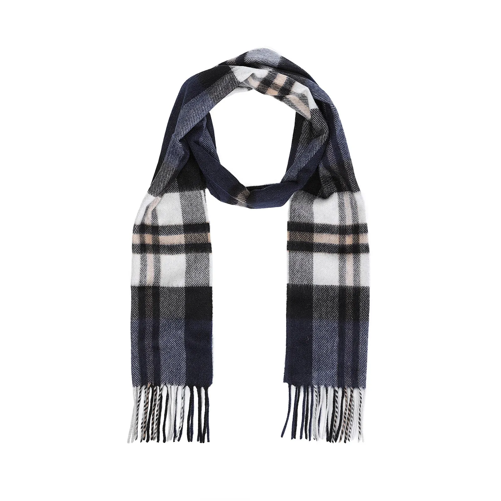 100% Cashmere Scarf Made In Scotland Amplified Thomson Navy