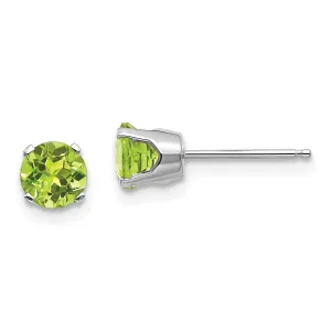 14k White Gold Round Peridot Birthstone Earrings