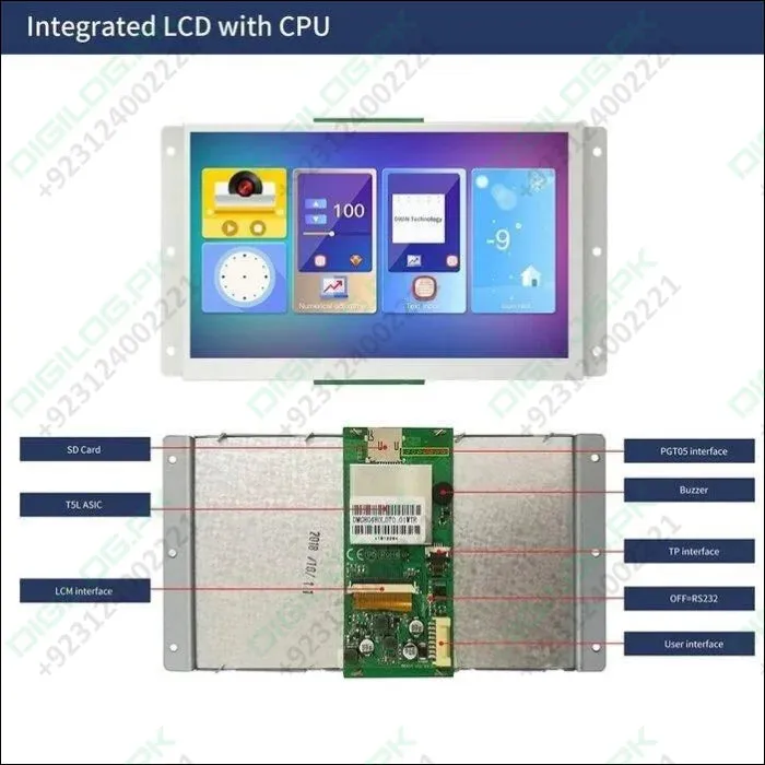 7 Inch Touch Screen Monitor 800x480 TFT LCD Display Screen Touchscreen DWIN DM80480L070_01WTR Module in Pakistan