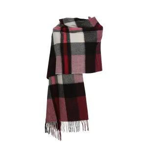 90/10 Tartan Cashmere Blanket Scarf  Exploded Damson