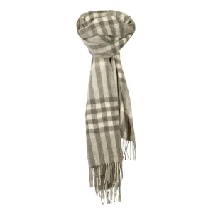 90/10 Tartan Cashmere Blanket Scarf  Grey