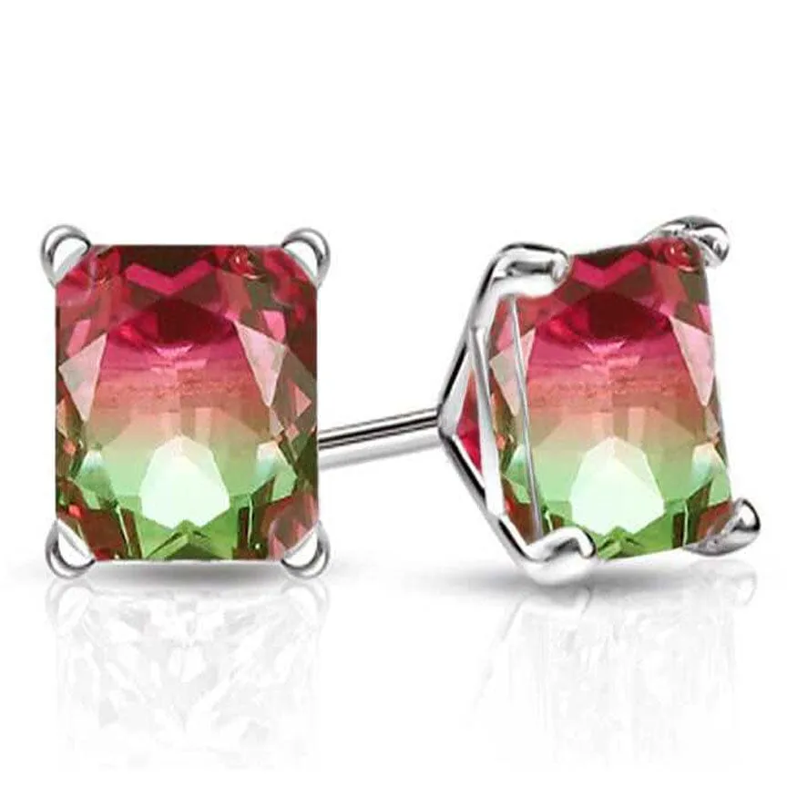 925 Sterling Silver Watermelon Tourmaline Earrings