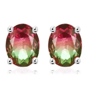 925 Sterling Silver Watermelon Tourmaline Earrings