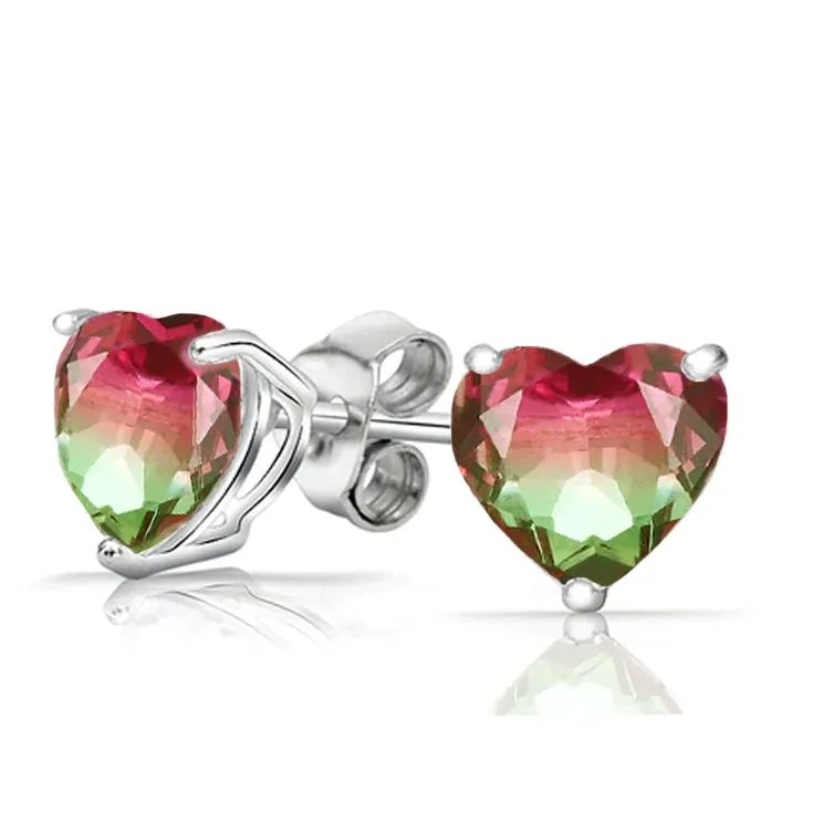 925 Sterling Silver Watermelon Tourmaline Earrings