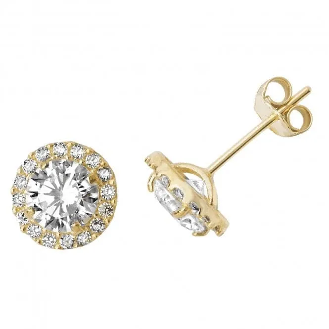 9ct Yellow Gold Round Zirconia Stud Earrings ES520