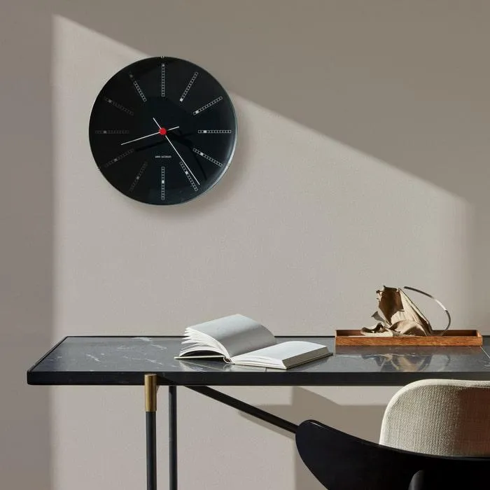 Arne Jacobsen Bankers Wall Clock, Black, Medium, Ø: 8.3"