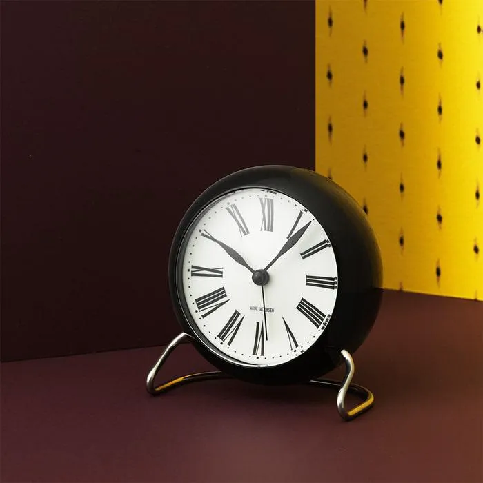 Arne Jacobsen Roman Table Clock, White/Black, Ø: 4.3"