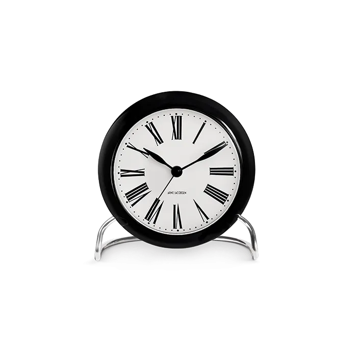 Arne Jacobsen Roman Table Clock, White/Black, Ø: 4.3"