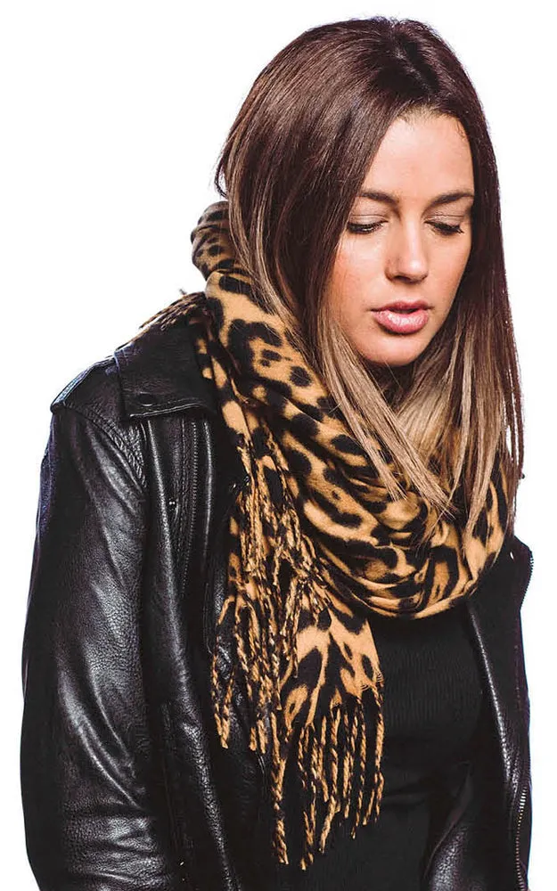 BASC8643 Leopard Print Soft Oblong Scarf