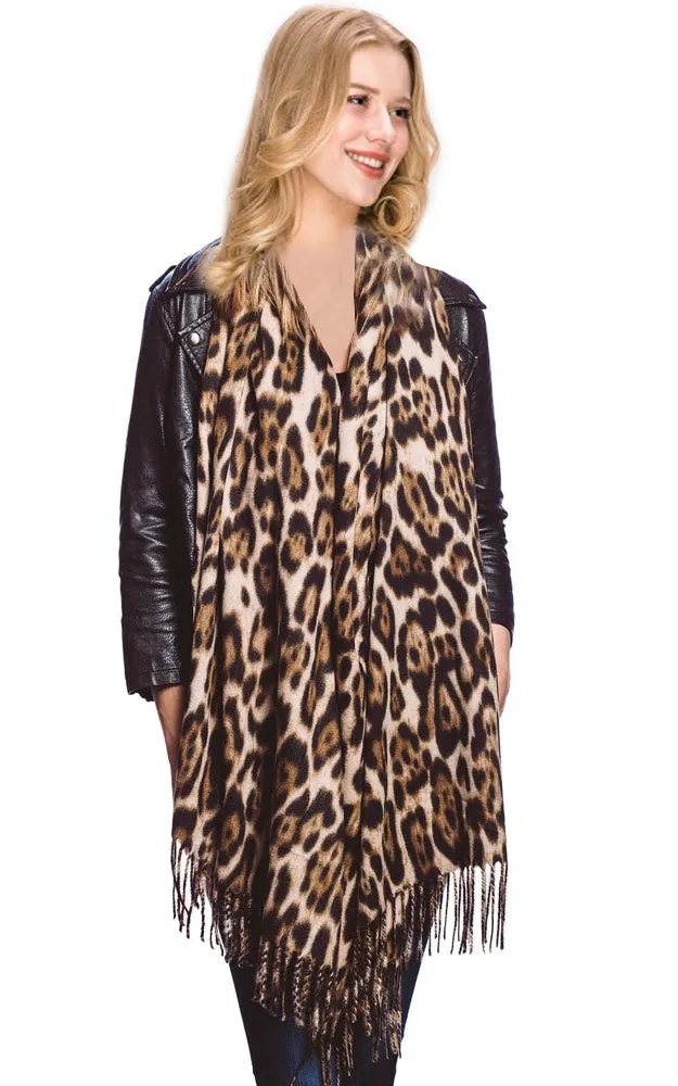 BASC8643 Leopard Print Soft Oblong Scarf