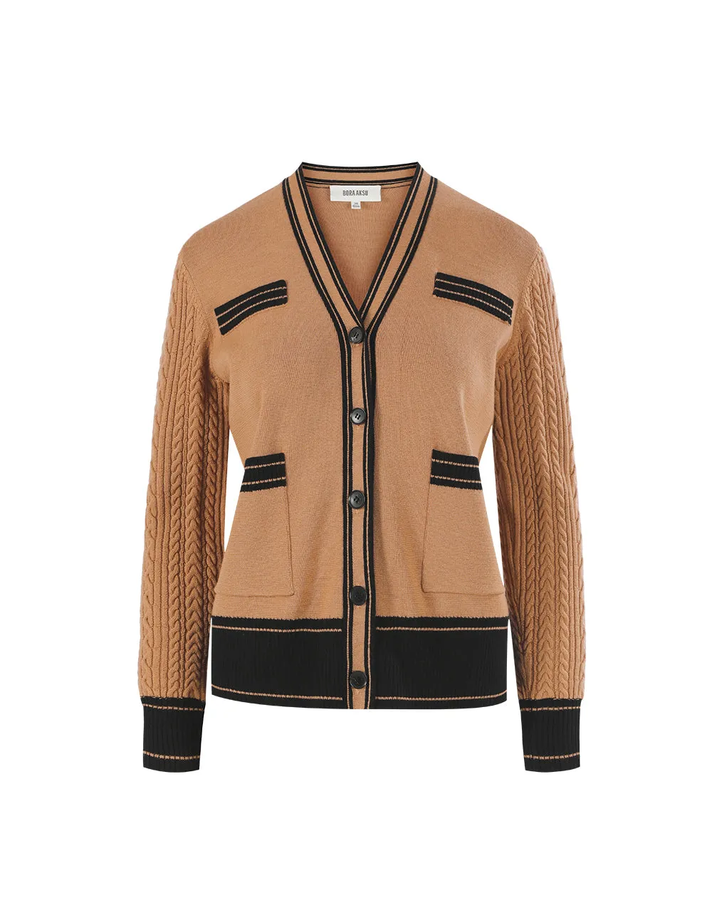 BORA AKSU V-Neck Contrast Wool Cardigan