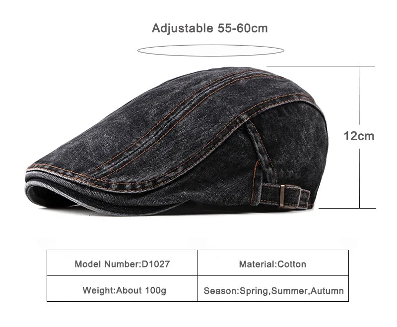 Casual Spring Summer Berets Hat Men Women Denim Newsboy Caps Visors Cotton Cap Duckbill Ivy Flat Cap