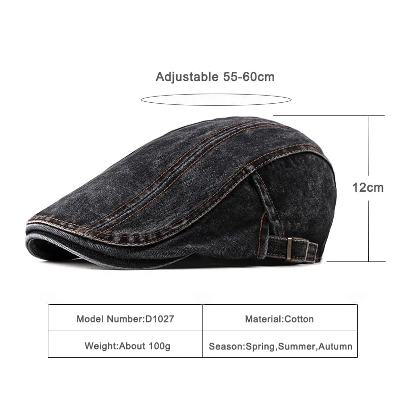 Casual Spring Summer Berets Hat Men Women Denim Newsboy Caps Visors Cotton Cap Duckbill Ivy Flat Cap