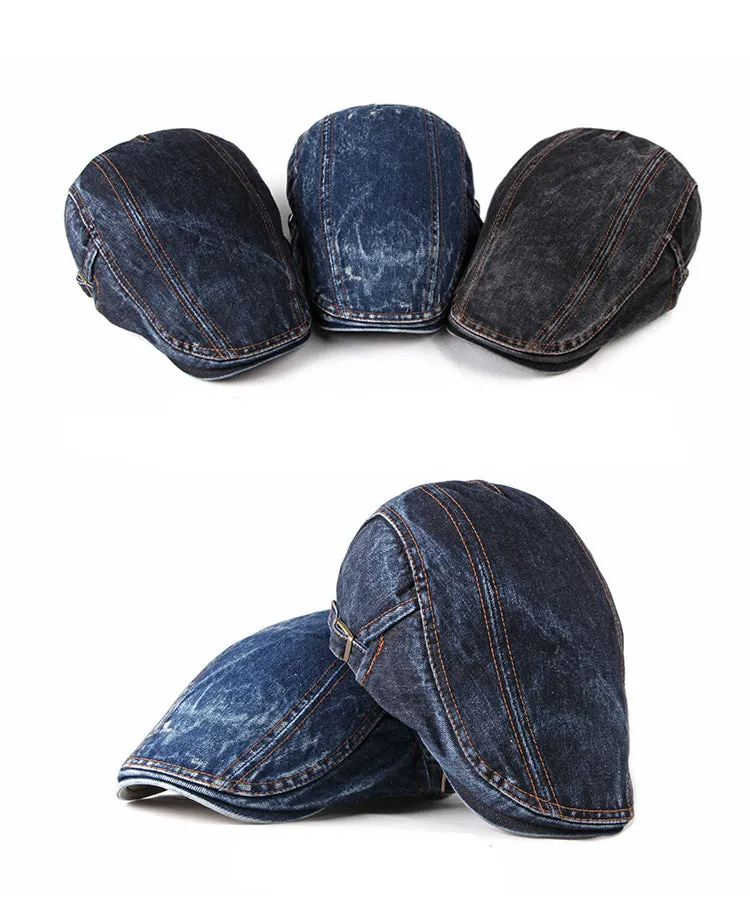 Casual Spring Summer Berets Hat Men Women Denim Newsboy Caps Visors Cotton Cap Duckbill Ivy Flat Cap