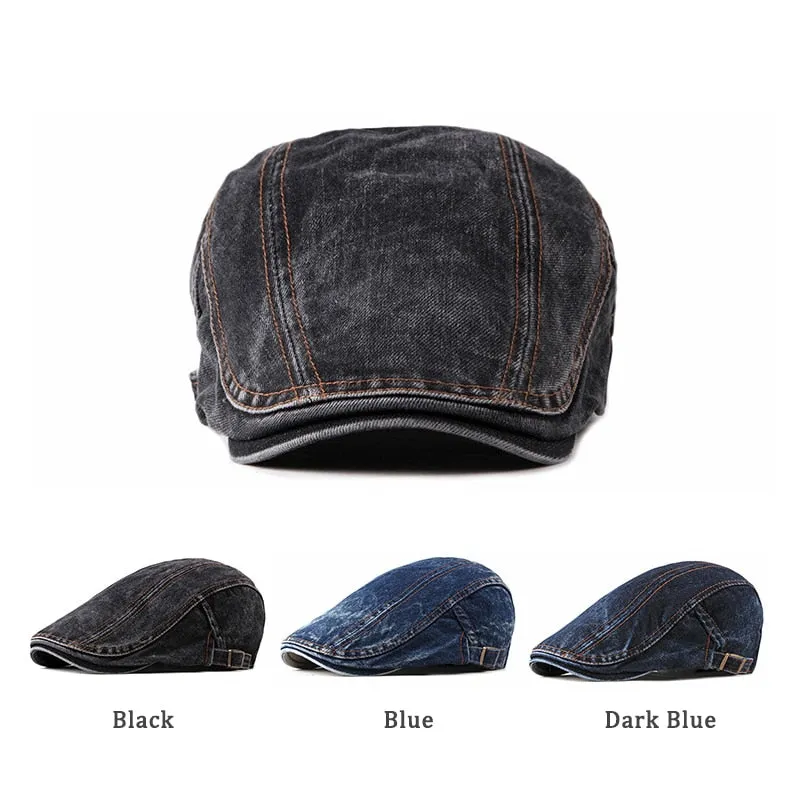 Casual Spring Summer Berets Hat Men Women Denim Newsboy Caps Visors Cotton Cap Duckbill Ivy Flat Cap