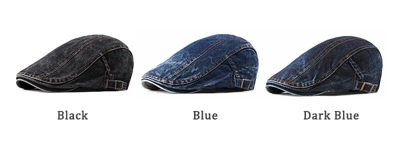 Casual Spring Summer Berets Hat Men Women Denim Newsboy Caps Visors Cotton Cap Duckbill Ivy Flat Cap