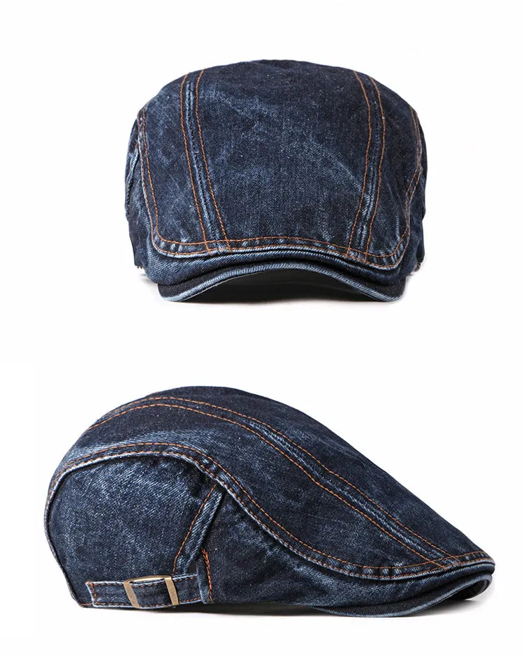 Casual Spring Summer Berets Hat Men Women Denim Newsboy Caps Visors Cotton Cap Duckbill Ivy Flat Cap