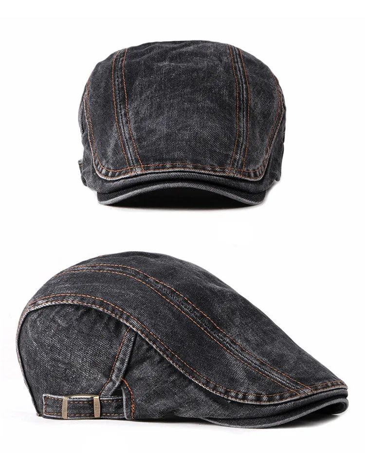 Casual Spring Summer Berets Hat Men Women Denim Newsboy Caps Visors Cotton Cap Duckbill Ivy Flat Cap