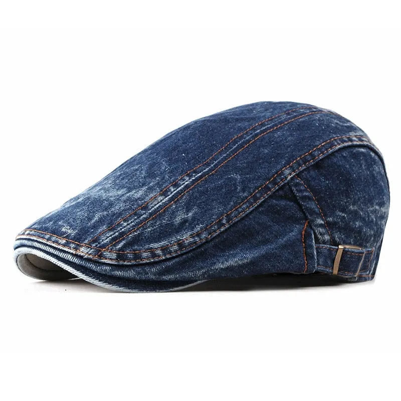 Casual Spring Summer Berets Hat Men Women Denim Newsboy Caps Visors Cotton Cap Duckbill Ivy Flat Cap