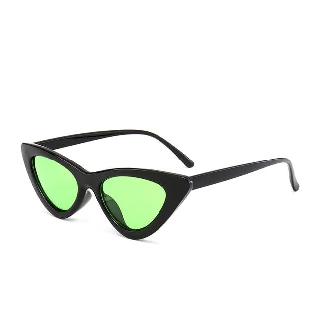 Cat Eye Sunglasses Women 2020 New Fashion Triangle Small Size Frame Eyewear Reb Blue Green Lens Sun Glasses UV400