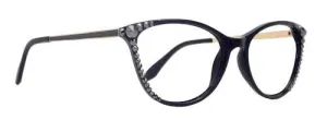 Cattitude Bling Reading Glasses 4 Women W Hematite Genuine European Crystals, Magnifying Cat Eye  NY Fifth Avenue