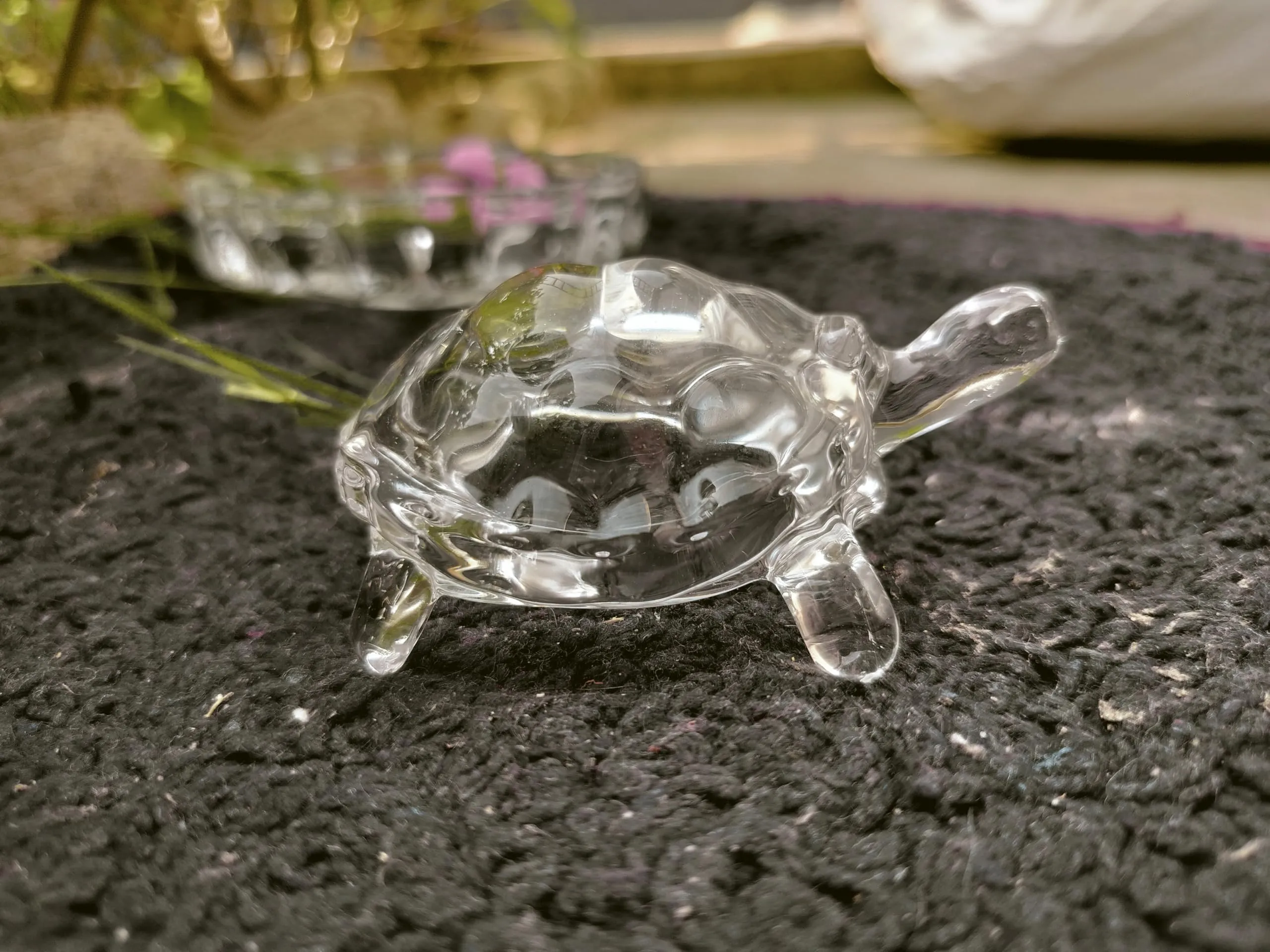 Comelyns Feng Shui Crystal Tortoise | Turtle with Crystal Plate for Good Luck Crystal Kachua Plate Bowl Tortoise On Plate Showpiece and Collectible for Good Luck Turtle Vastu for Career and Luck