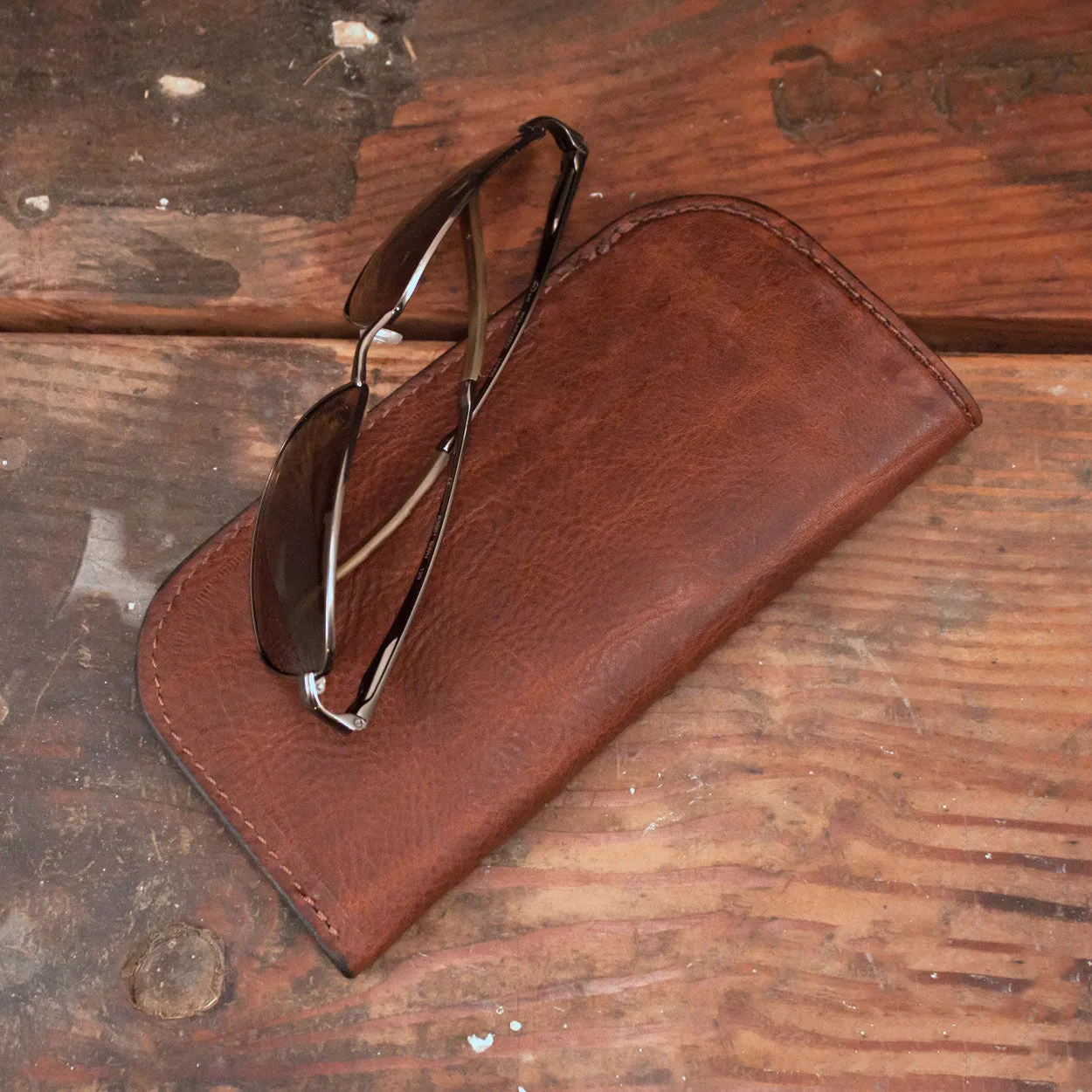 Cowhide Brown Glasses Case