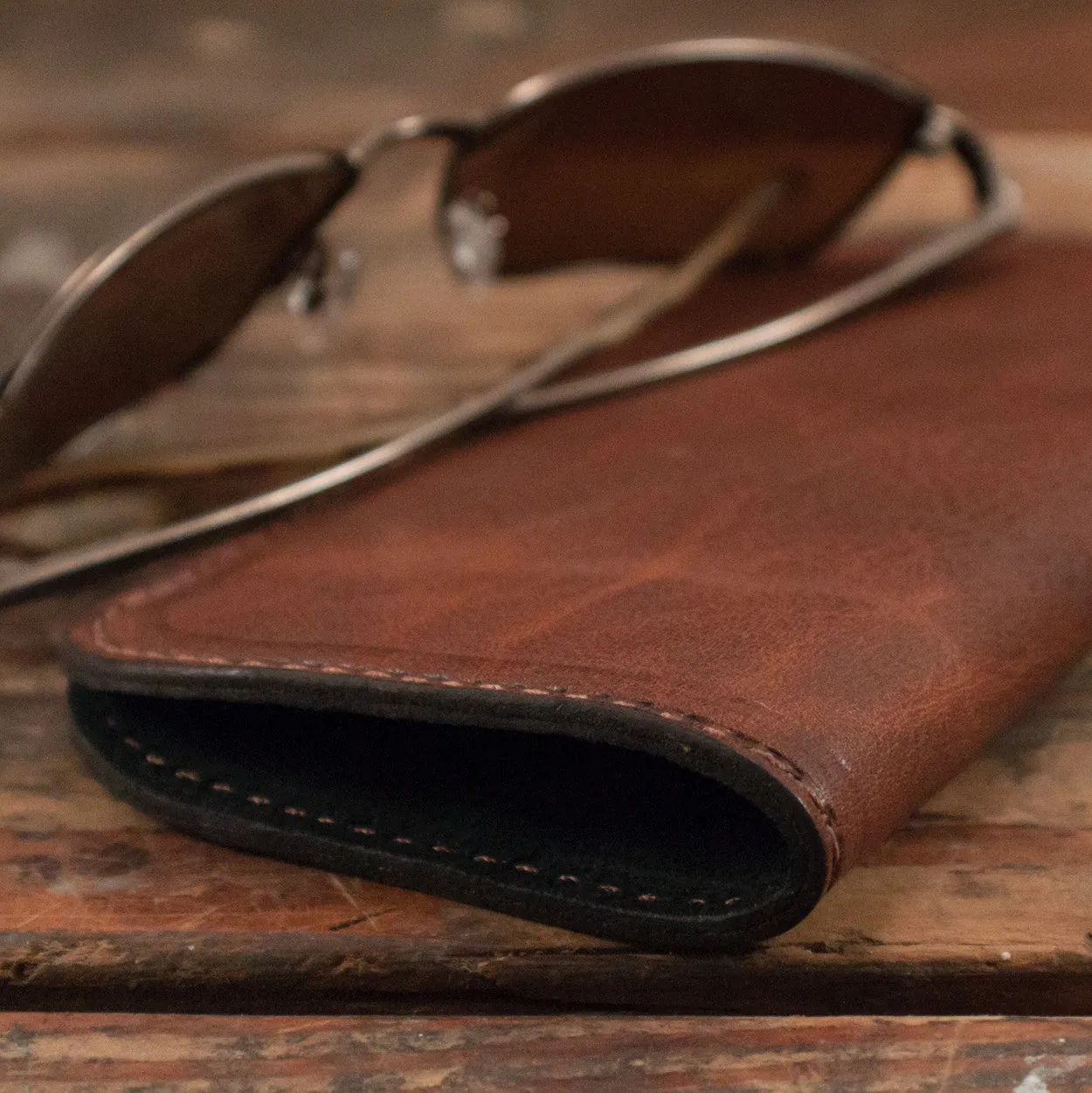 Cowhide Brown Glasses Case