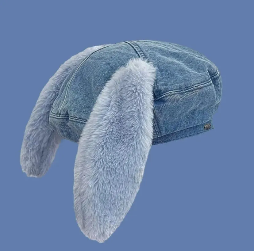 Cute Bunny Ears Denim Beret