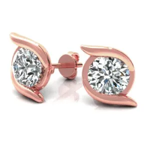 Delightful 0.50CT Round Cut Diamond Stud Earrings in 14KT Rose Gold