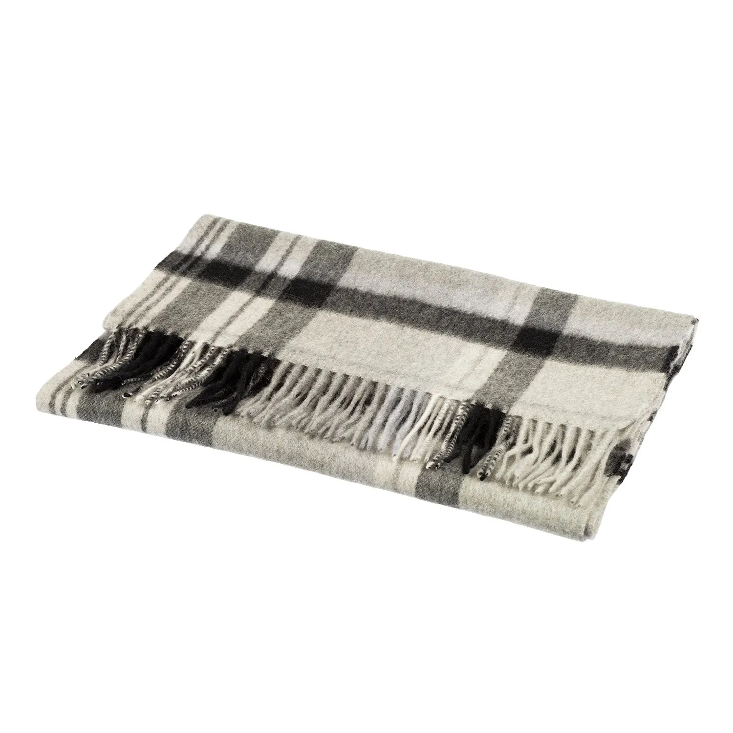 Edinburgh 100% Cashmere Wide Scarf  Molton Check Black