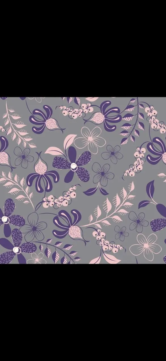 Floral Scarf - Fine Wool Luxury - Grey Purple Pink