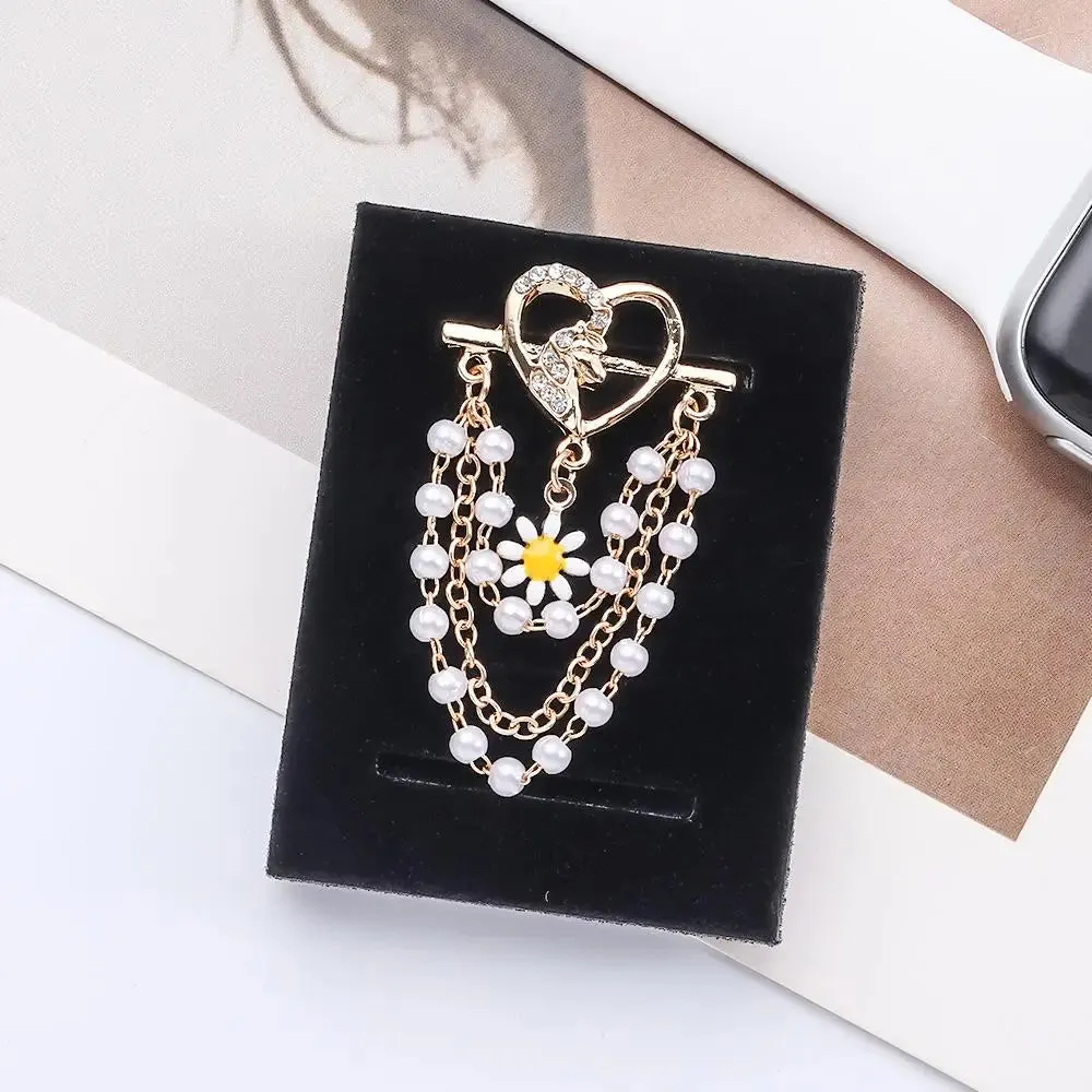 For Apple Watch Band Diamond Pearl Ornament Metal Charms Decorative Ring Creative Chain Smart Watch Silicone Strap Accessories