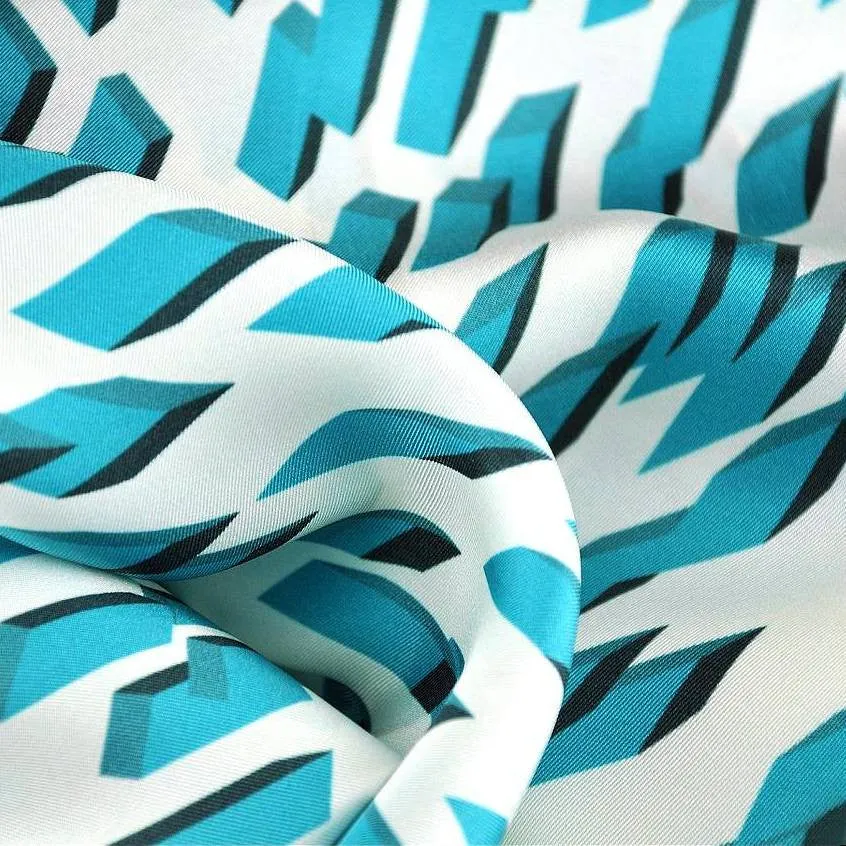 FRENCH SILK SCARF - QUBE - Teal - 27x27"