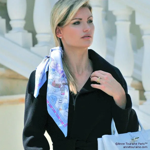 FRENCH SILK SCARF - WINTER - Icicle Blue - 27x27"