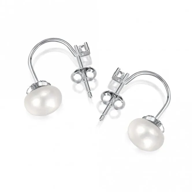 Fresh Water Pearl Round Star Dropper Earrings ERLE025