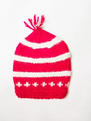 Graminarts Handmade Knitted Red & White Color Cap For Kids