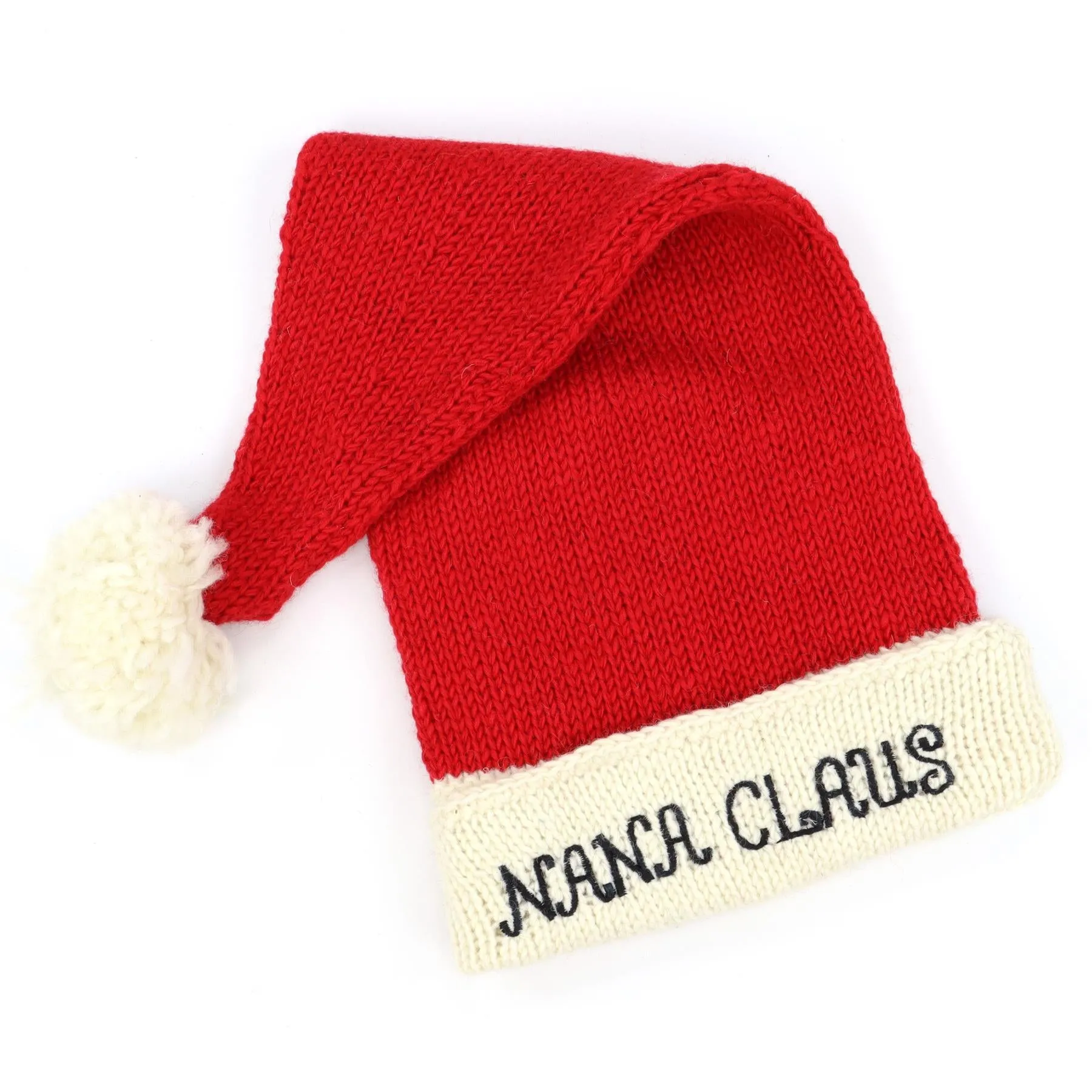 Hand Knitted Wool Christmas Beanie Hat - Nana Claus