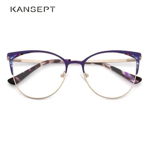 Kansept Women's Full Rim Cat Eye Stainless Steel Frame Eyeglasses 202113