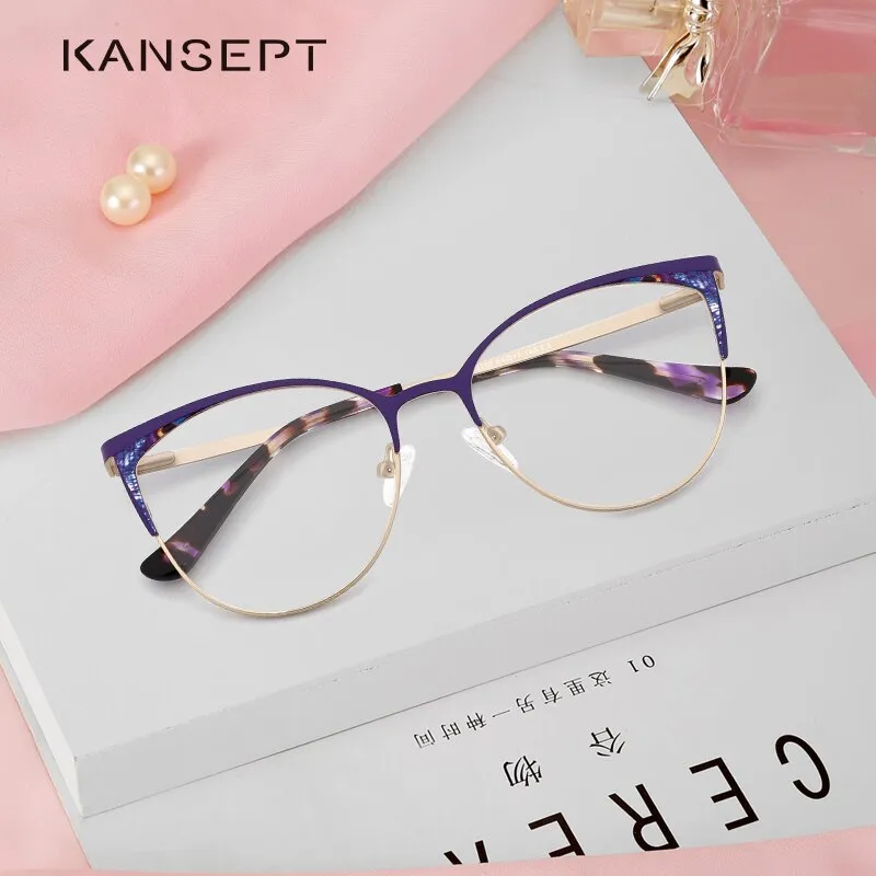 Kansept Women's Full Rim Cat Eye Stainless Steel Frame Eyeglasses 202113