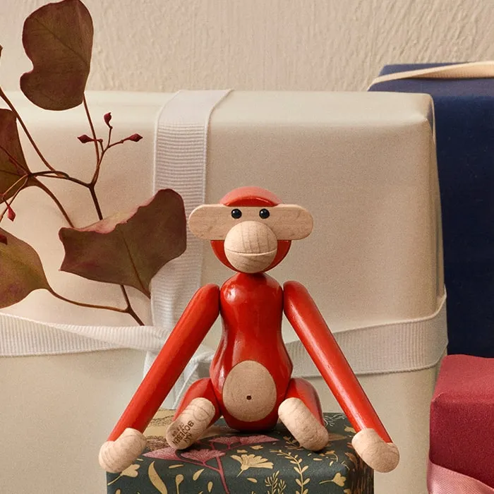 Kay Bojesen Monkey Mini Vintage Red, H: 3.7"