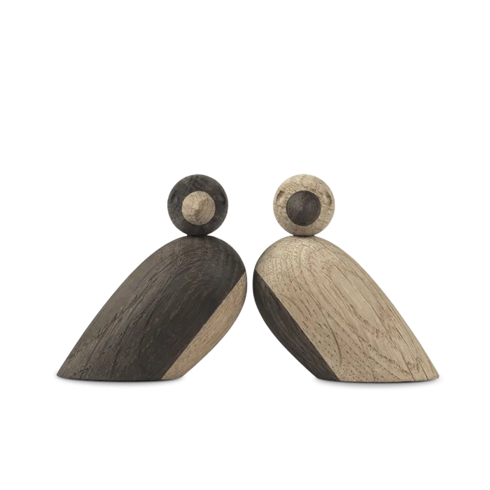 Kay Bojesen Pair Of Sparrows, Small, Oak/Smoked Oak, H: 2.2"