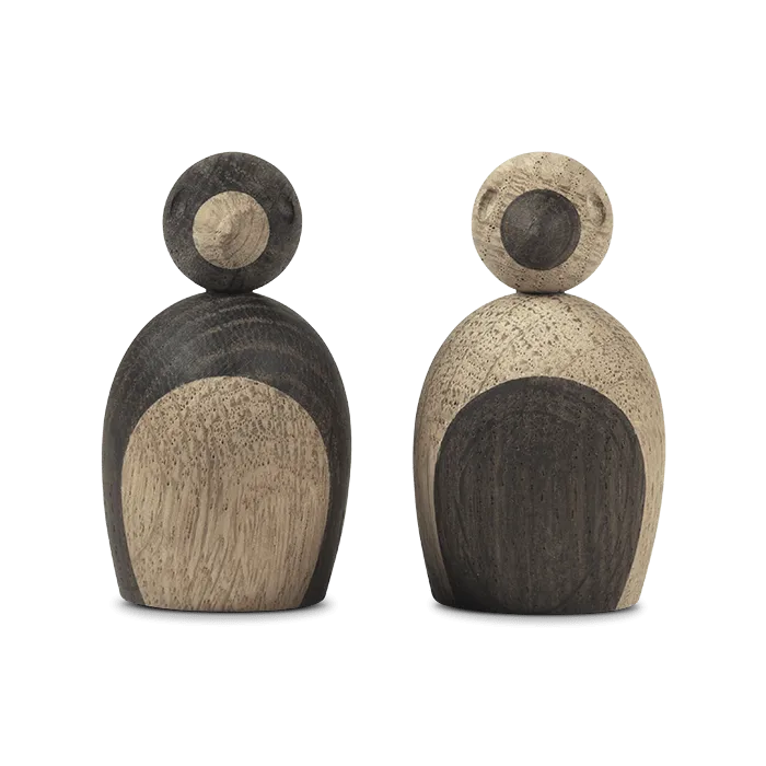 Kay Bojesen Pair Of Sparrows, Small, Oak/Smoked Oak, H: 2.2"