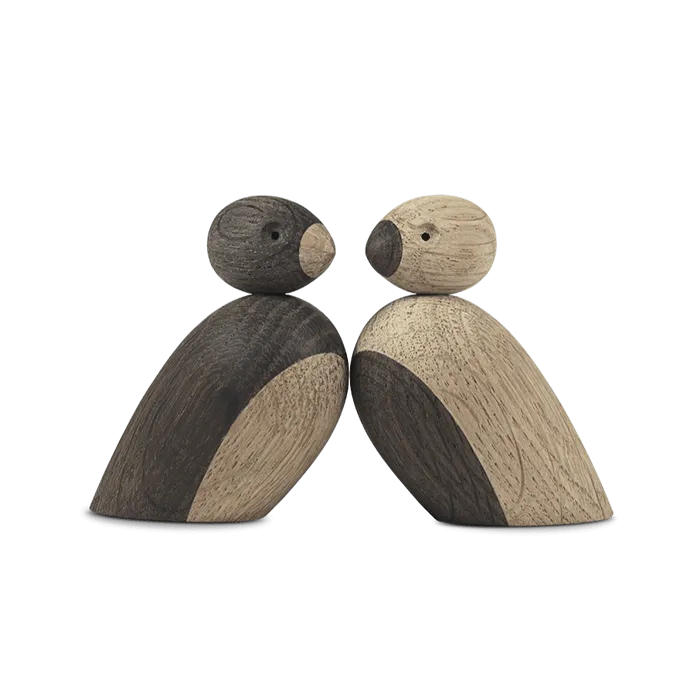 Kay Bojesen Pair Of Sparrows, Small, Oak/Smoked Oak, H: 2.2"