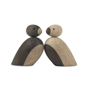 Kay Bojesen Pair Of Sparrows, Small, Oak/Smoked Oak, H: 2.2"