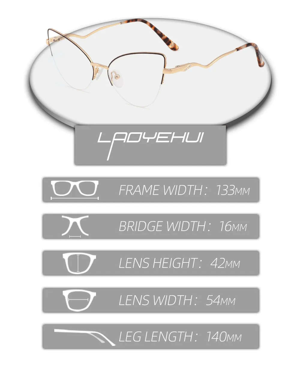 Laoyehui Women's Semi Rim Cat Eye Alloy Frame Reading Glasses 84511