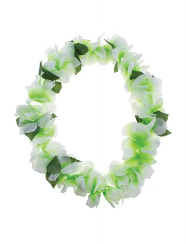 Luau - Green & White Flower Lei