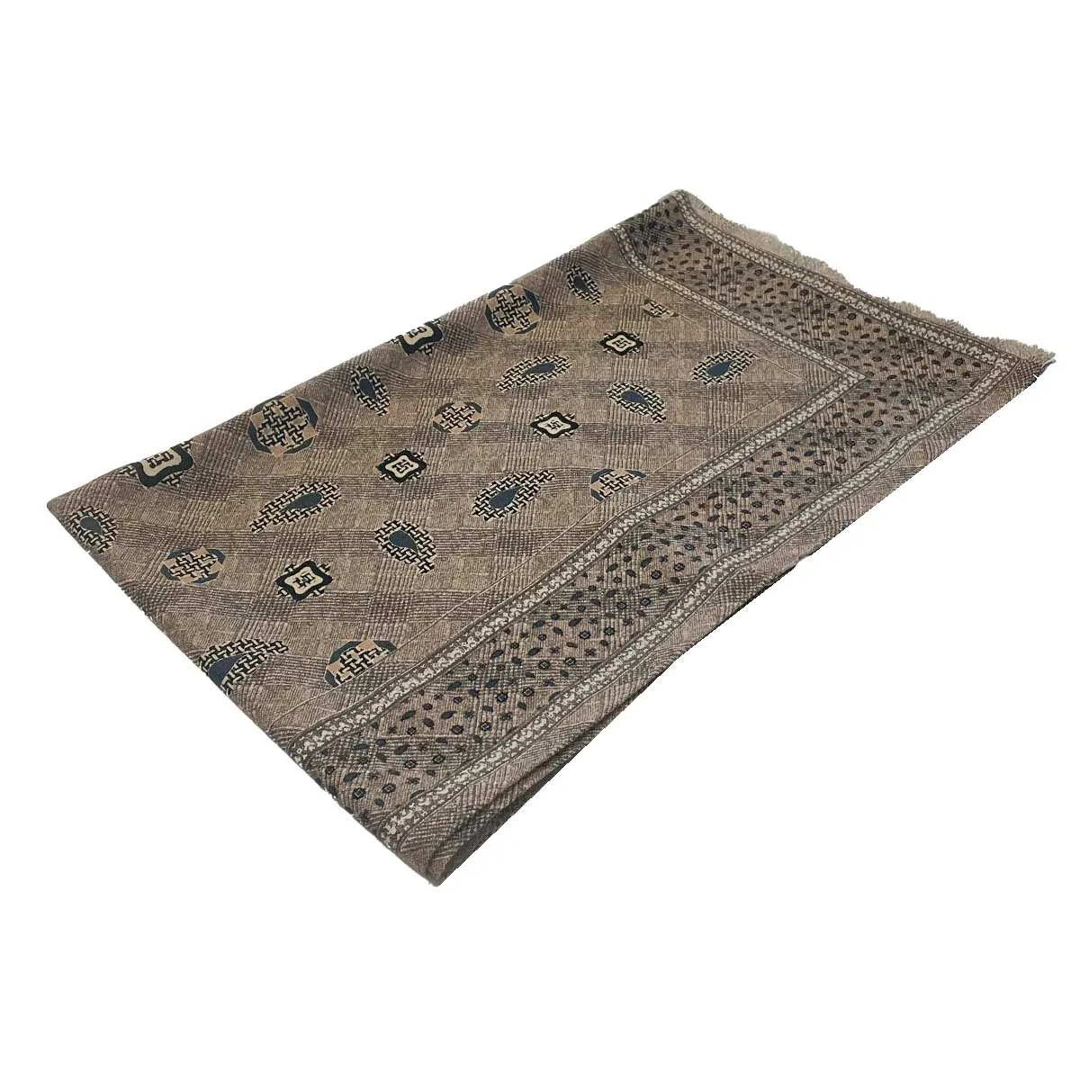 MADRID - Vintage paisley and diamonds beige wool scarf