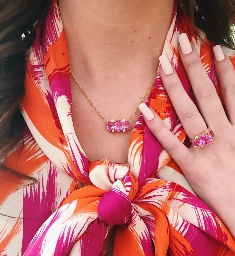 Medium GUM DROP™ Ring with Deep Pink Topaz and Orange Citrine and Diamonds