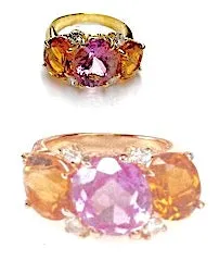 Medium GUM DROP™ Ring with Deep Pink Topaz and Orange Citrine and Diamonds